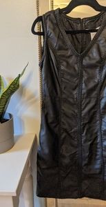 Faux leather sheath dress